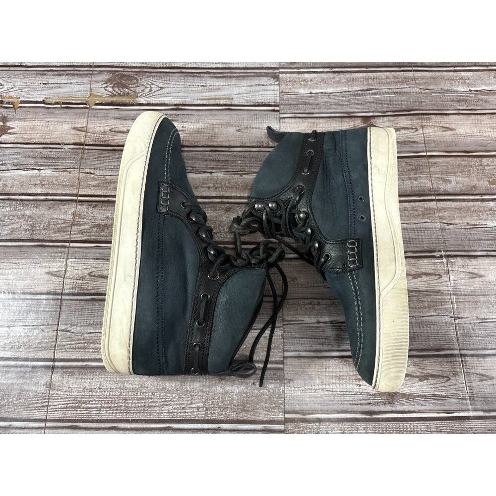 Lanvin High Top suede Sneaker size 10 color blue / black / white - Picture 4 of 8